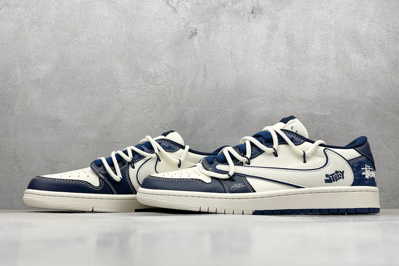XC版Travis Scott x Fragment Design x Air Jordan 1 Low SP AJ1 乔1 斯图西联名 蓝钻石抽绳 低帮文化休闲板鞋 DM6868-111