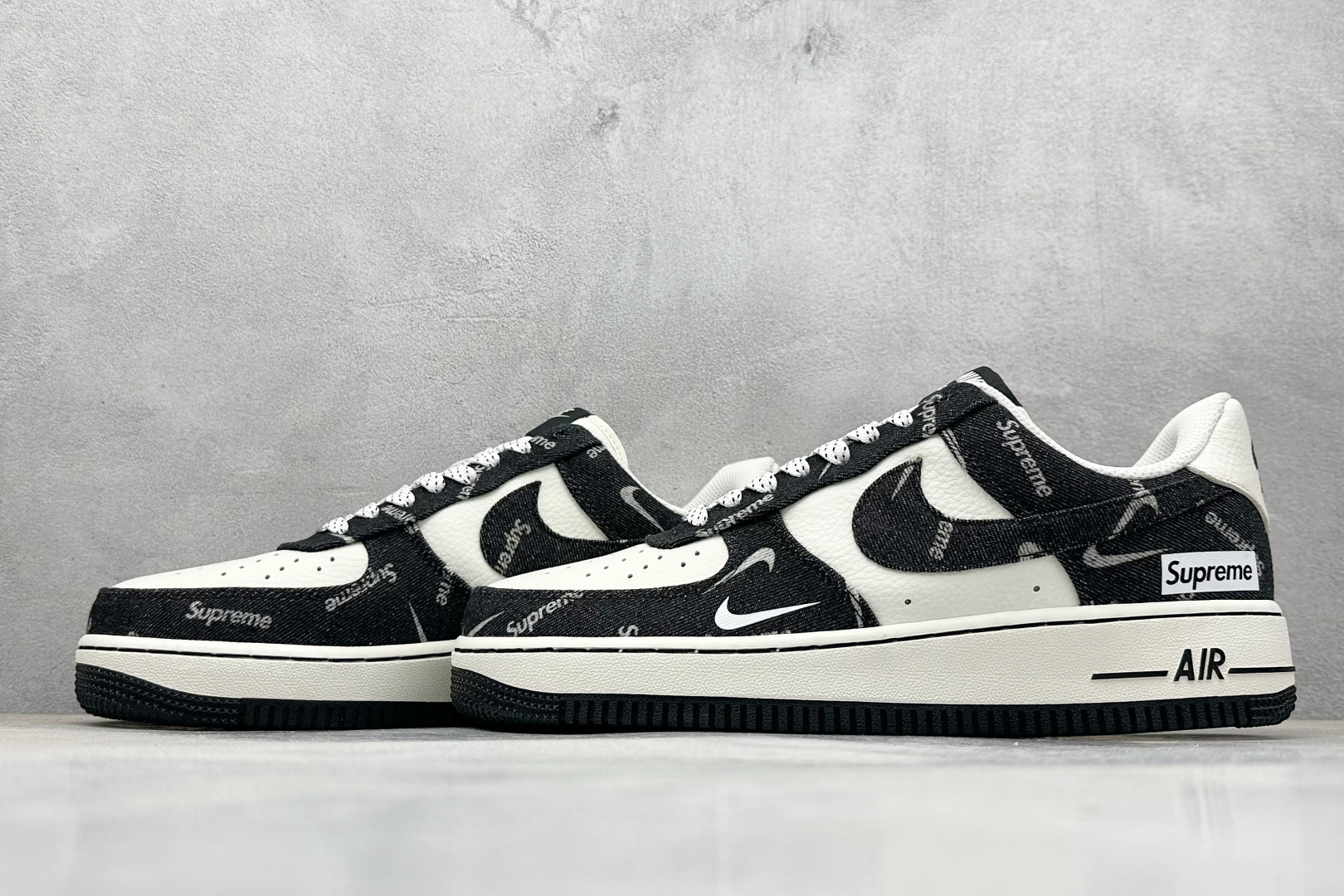 SC版Nike Air Force 1'07 Low Sup联名 黑牛仔小白勾 空军一号低帮休闲板鞋 LW9279-010