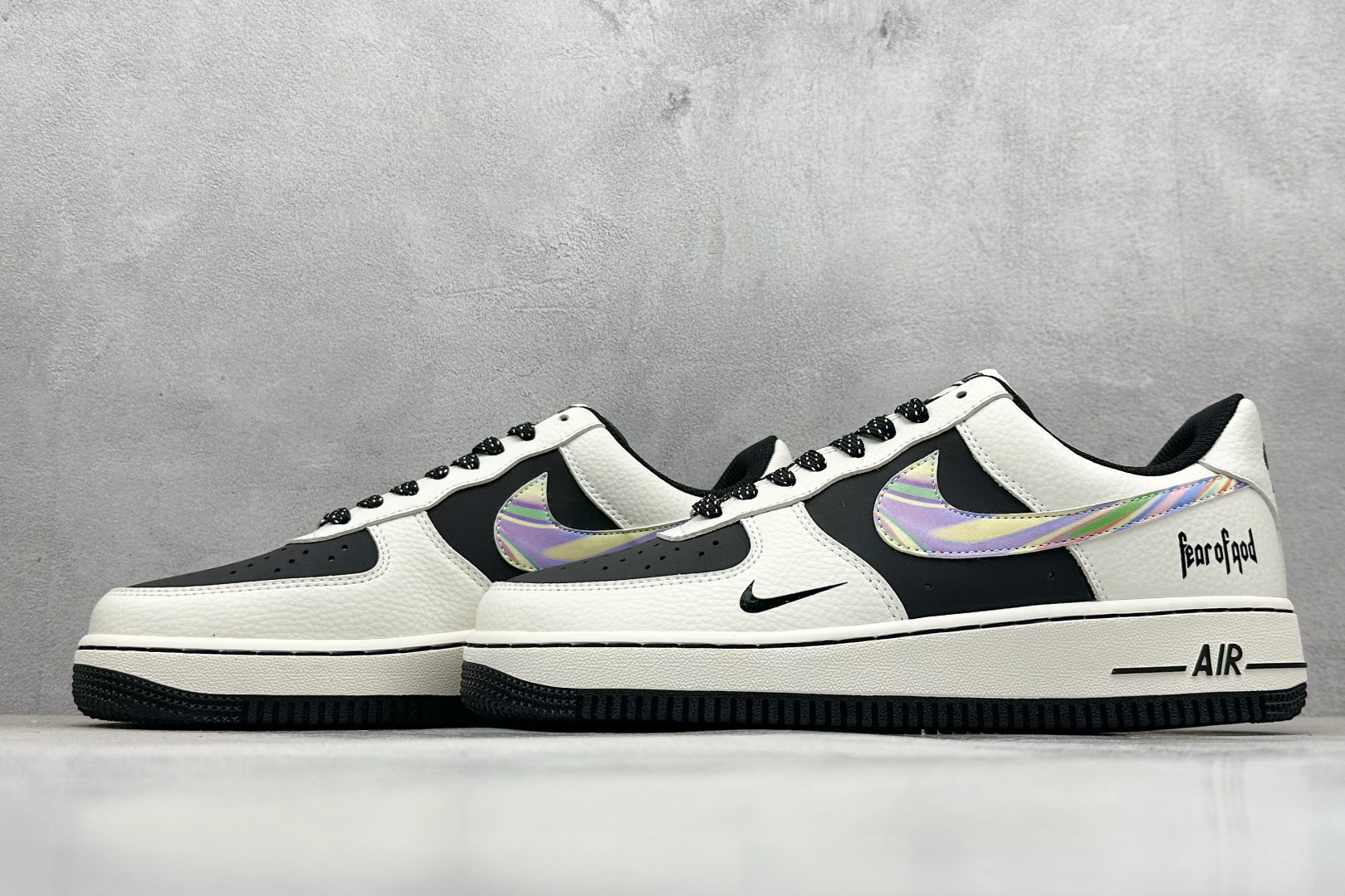 SC版Nike Air Force 1'07 Low Fod联名 白灰七彩勾 空军一号低帮休闲板鞋 LW9279-011