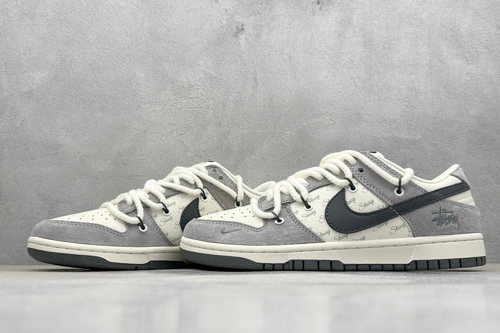 XC版Nike SB Dunk Low x Stussy 米黑麻绳双绑带 SJ2068-295