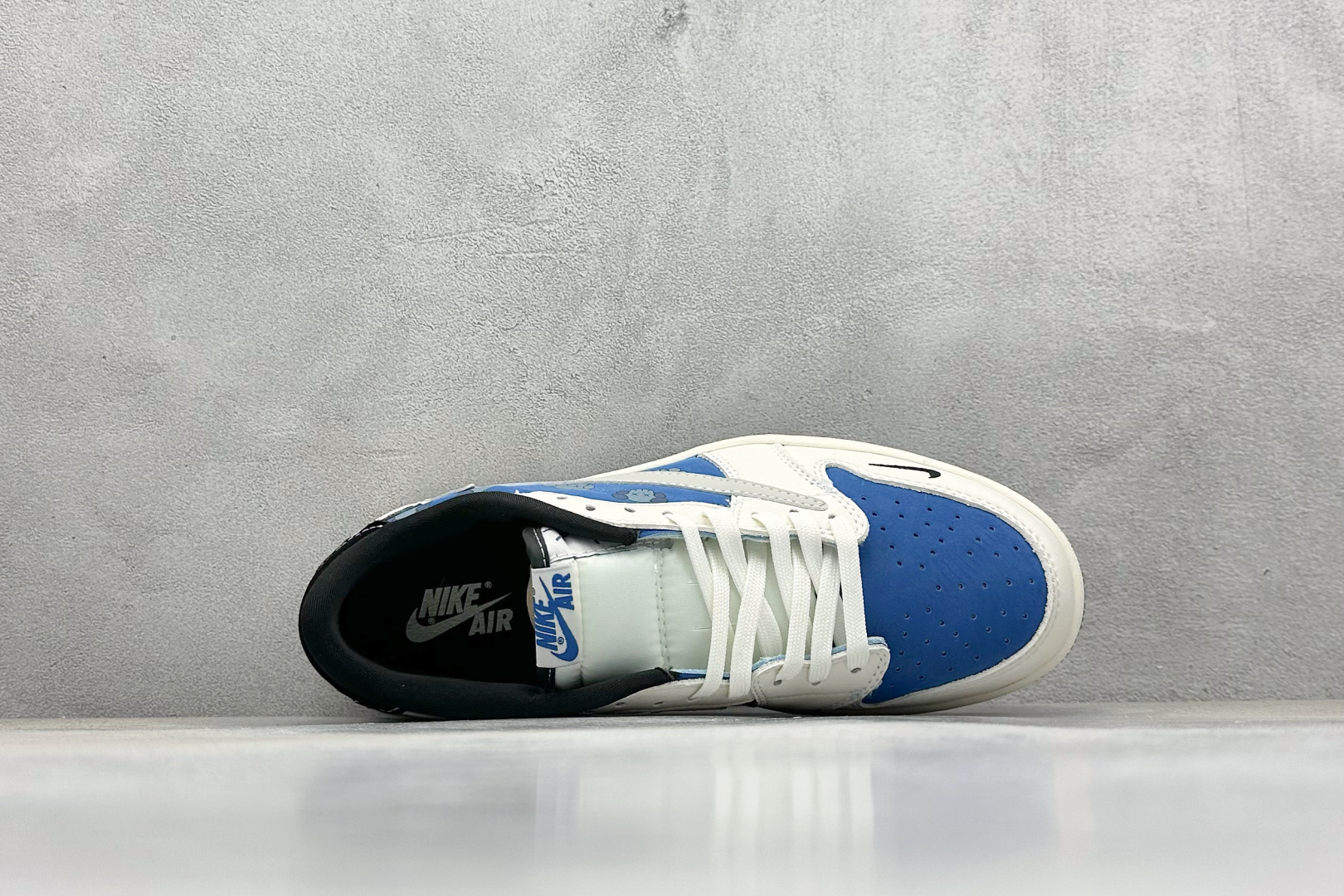 XC版Travis Scott x Fragment Design x Air Jordan 1 Low SP AJ1 乔1 暴力熊联名 灰蓝卡通 低帮文化休闲板鞋 XS2024-053