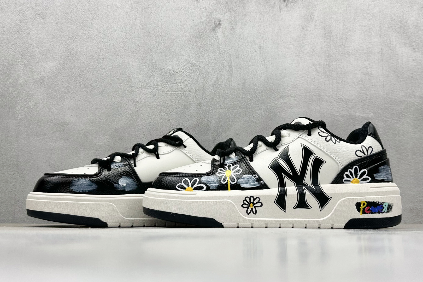 MLB NY 印花网红学长鞋 绑带定制涂鸦恶作剧