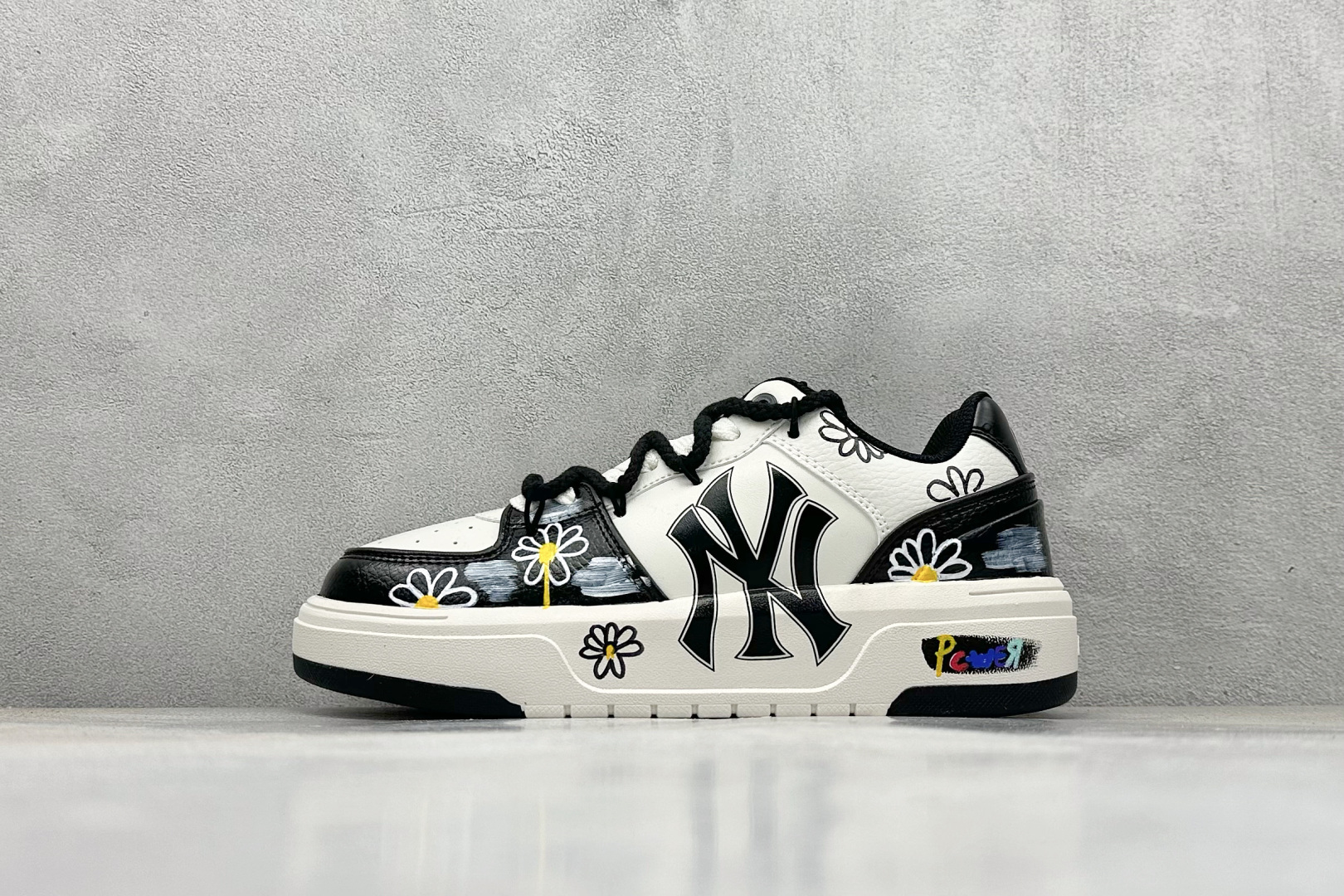 MLB NY 印花网红学长鞋 绑带定制涂鸦恶作剧