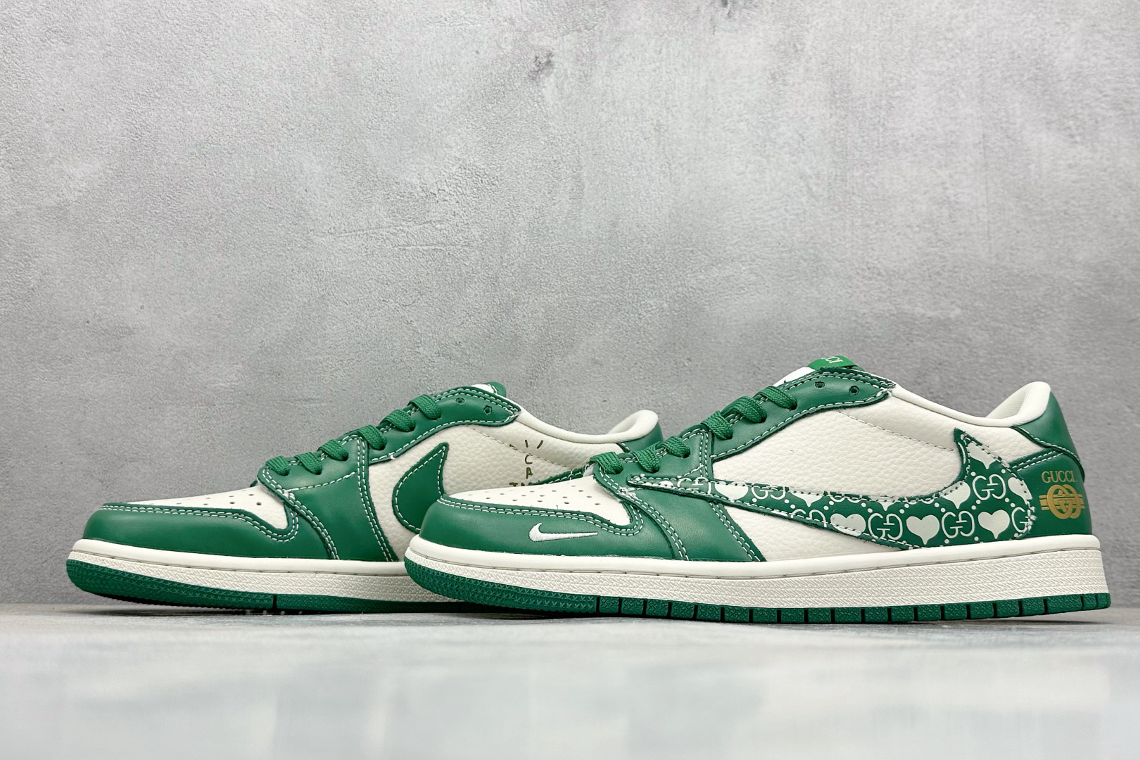 280 XC版Travis Scott x Fragment Design x Air Jordan 1 Low OG SP AJ1 乔1 古驰联名 绿花纹 低帮文化休闲板鞋 LD2025-025