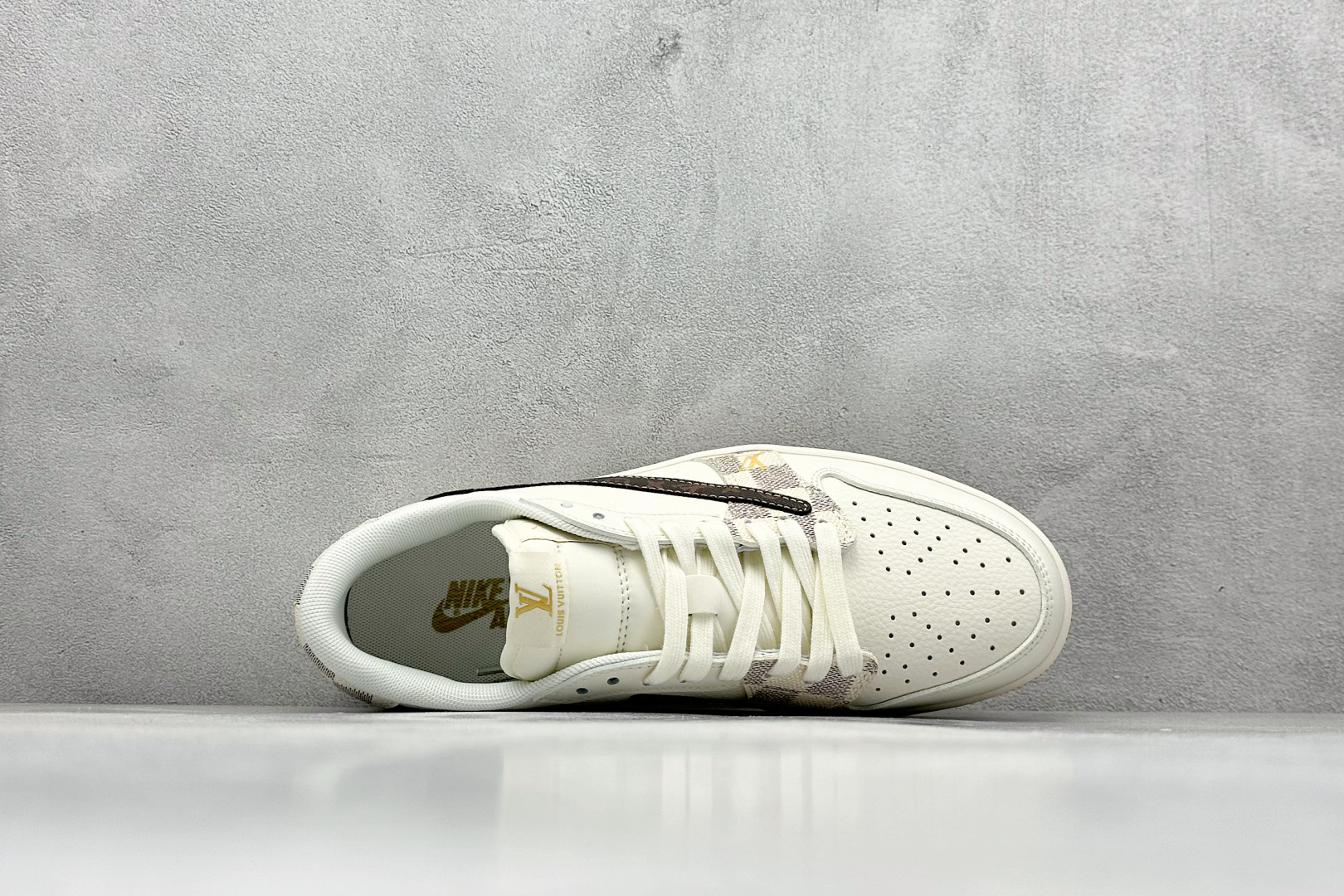 280 XC版Travis Scott x Fragment Design x Air Jordan 1 Low OG SP AJ1 乔1 LV联名 米棕方格 低帮文化休闲板鞋 XS7089-617