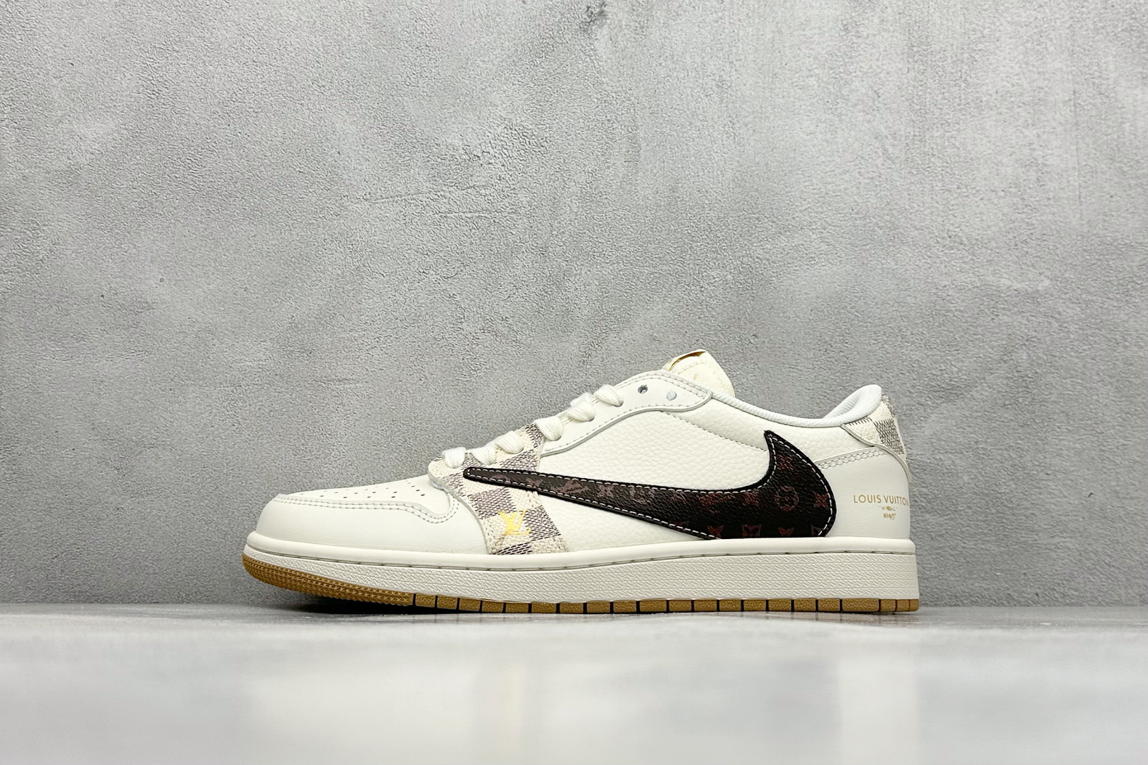 280 XC版Travis Scott x Fragment Design x Air Jordan 1 Low OG SP AJ1 乔1 LV联名 米棕方格 低帮文化休闲板鞋 XS7089-617