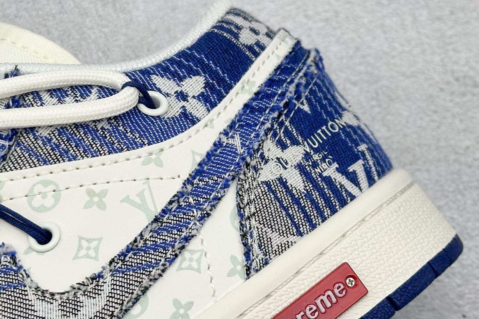 300 XC版Air Jordan 1 Low AJ1 乔1 LV联名 蓝花布抽绳 高端定制 低帮复古篮球鞋 YX5066-373