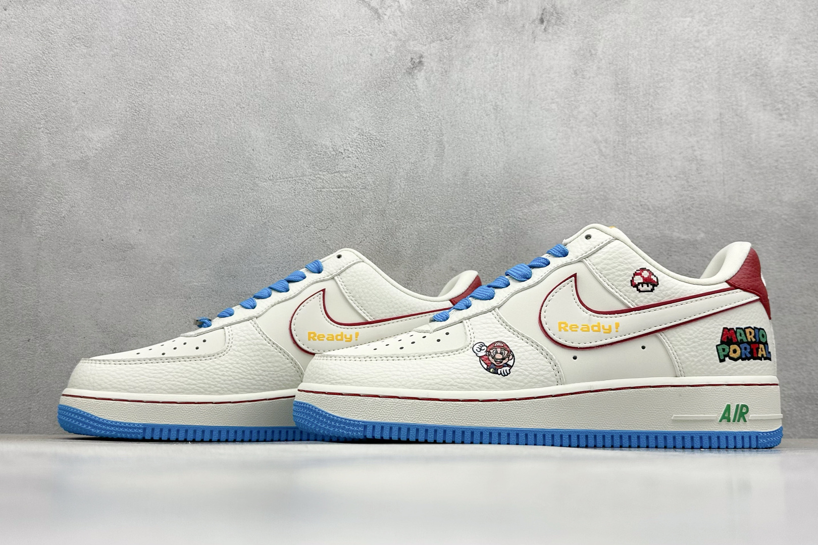SC版Nike Air Force 1'07 Low 马里奥联名 白蓝彩 空军一号低帮休闲板鞋  SC0601-567