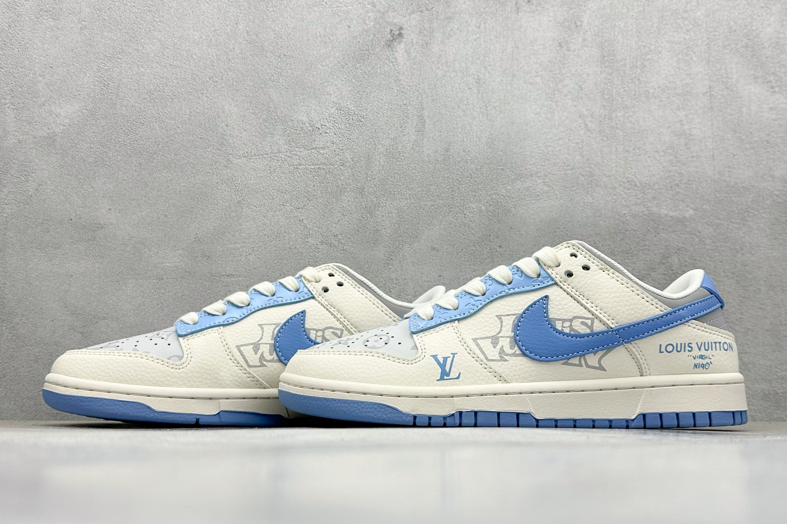 Nike SB Dunk Low “lv联名——白蓝灰”高端定制 低帮休闲板鞋 HS2506-219