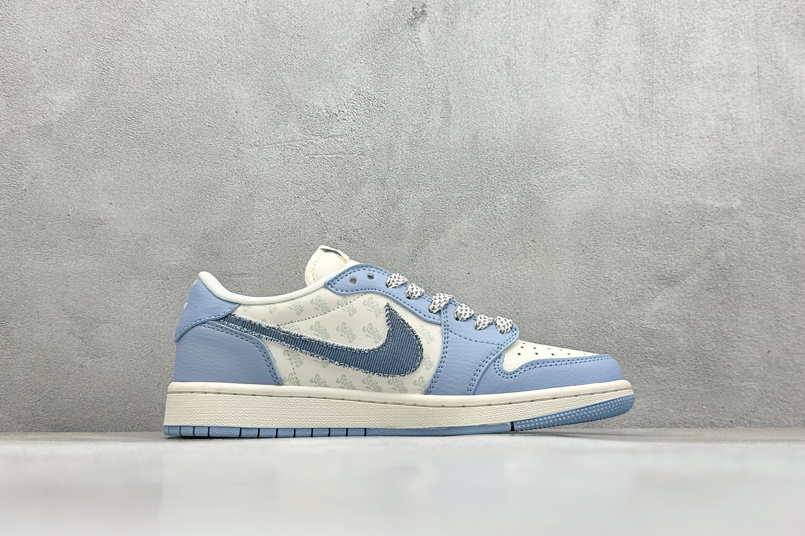 Travis Scott x Nike Air Jordan 1 Low x Stussy Air Jordan 1 Low 反转蓝白小勾满天星倒钩 HS8068-037