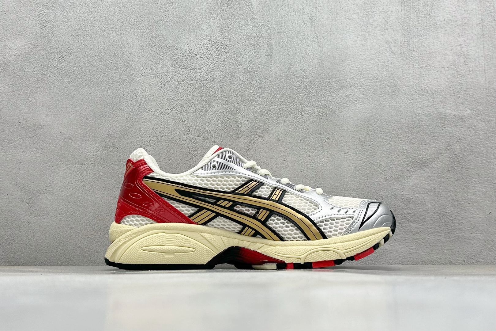 Asics Gel-Kayano 14 织物合成革 马拉松 潮流 复古 減震防滑耐磨 低帮 跑步鞋 白银红 1203A692-100