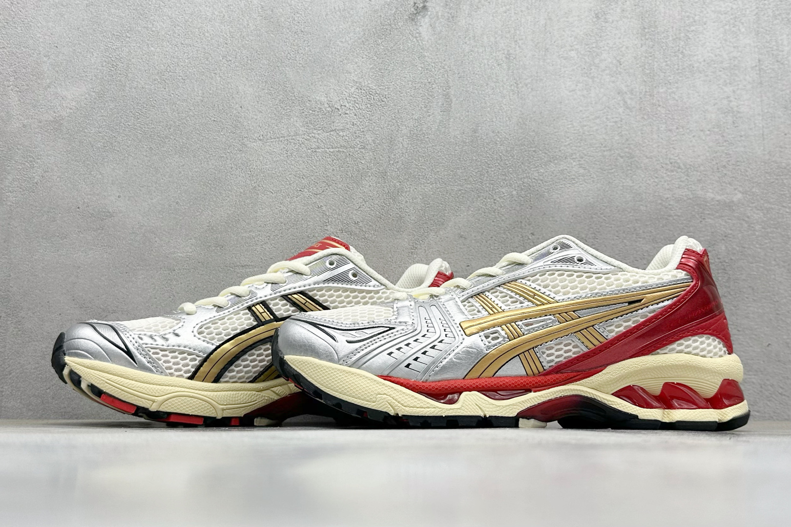 Asics Gel-Kayano 14 织物合成革 马拉松 潮流 复古 減震防滑耐磨 低帮 跑步鞋 白银红 1203A692-100