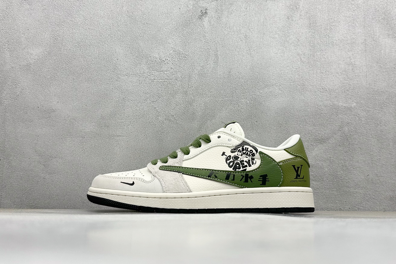 Travis Scott x Nike Air Jordan 1 Low x Louis VuittAir Jordan 1 Low 反转灰白绿小勾倒钩 HS8068-062
