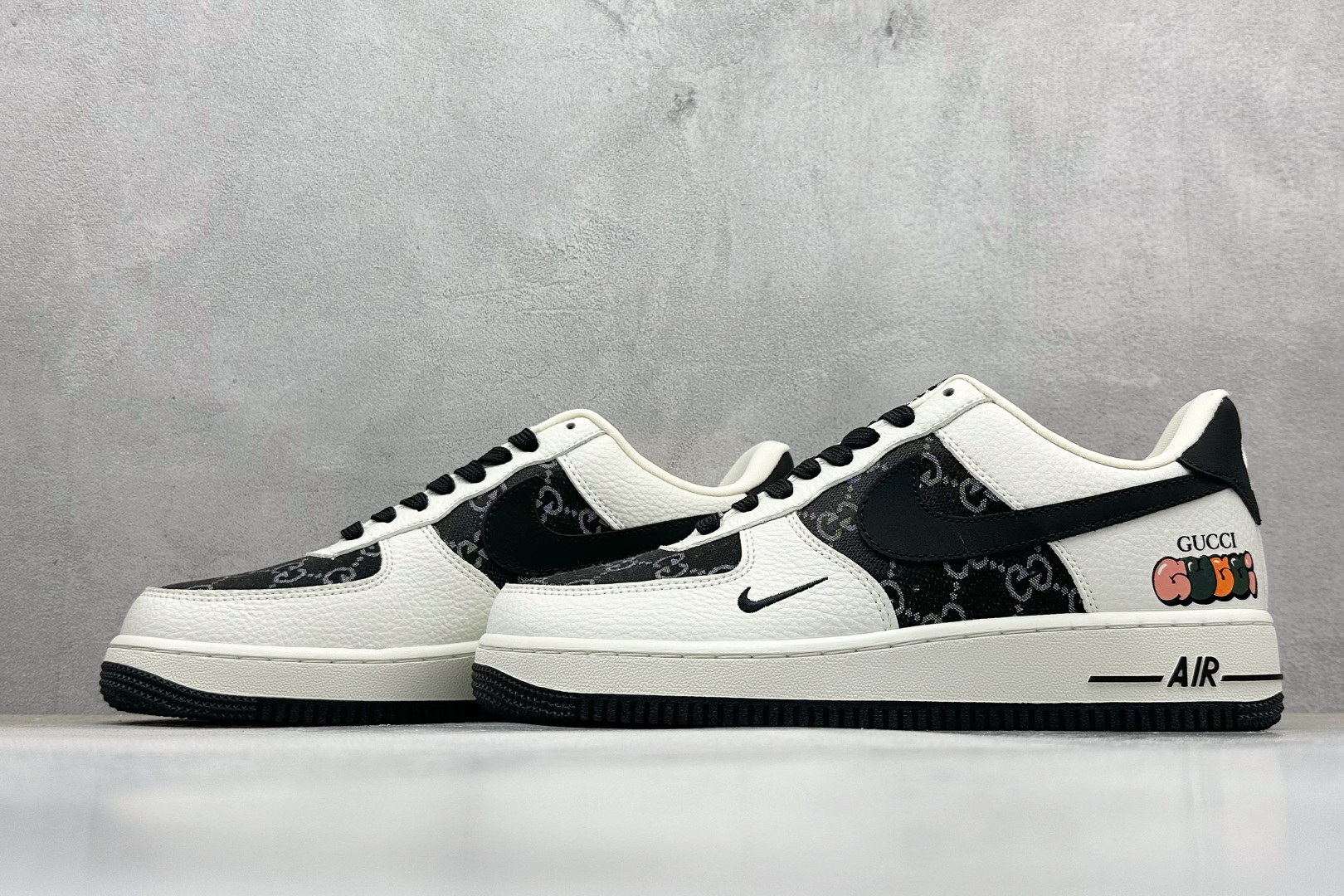 SC版Nike Air Force 1'07 Low 古驰联名 白黑织布 空军一号低帮休闲板鞋 SC0601-571