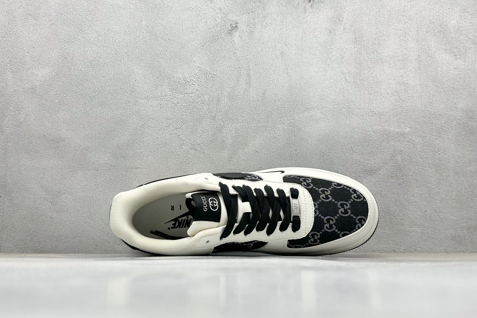 SC版Nike Air Force 1'07 Low 古驰联名 白黑织布 空军一号低帮休闲板鞋 SC0601-571