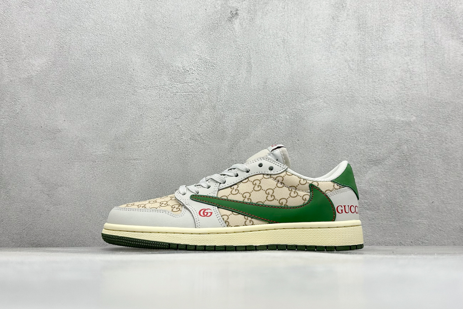 280 XC版Travis Scott x Fragment Design x Air Jordan 1 Low SP AJ1 乔1 古驰联名 花纹绿棕 低帮文化休闲板鞋  DZ5899-001