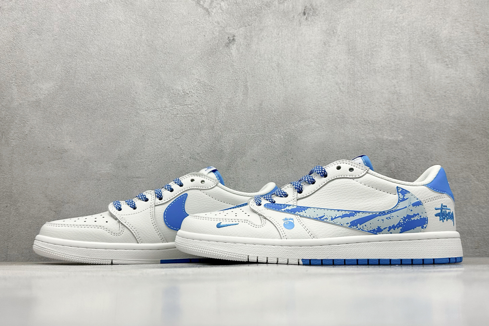280 XC版Travis Scott x Fragment Design x Air Jordan 1 Low SP AJ1 乔1 斯图西联名 冰山蓝 低帮文化休闲板鞋  DZ5899-007