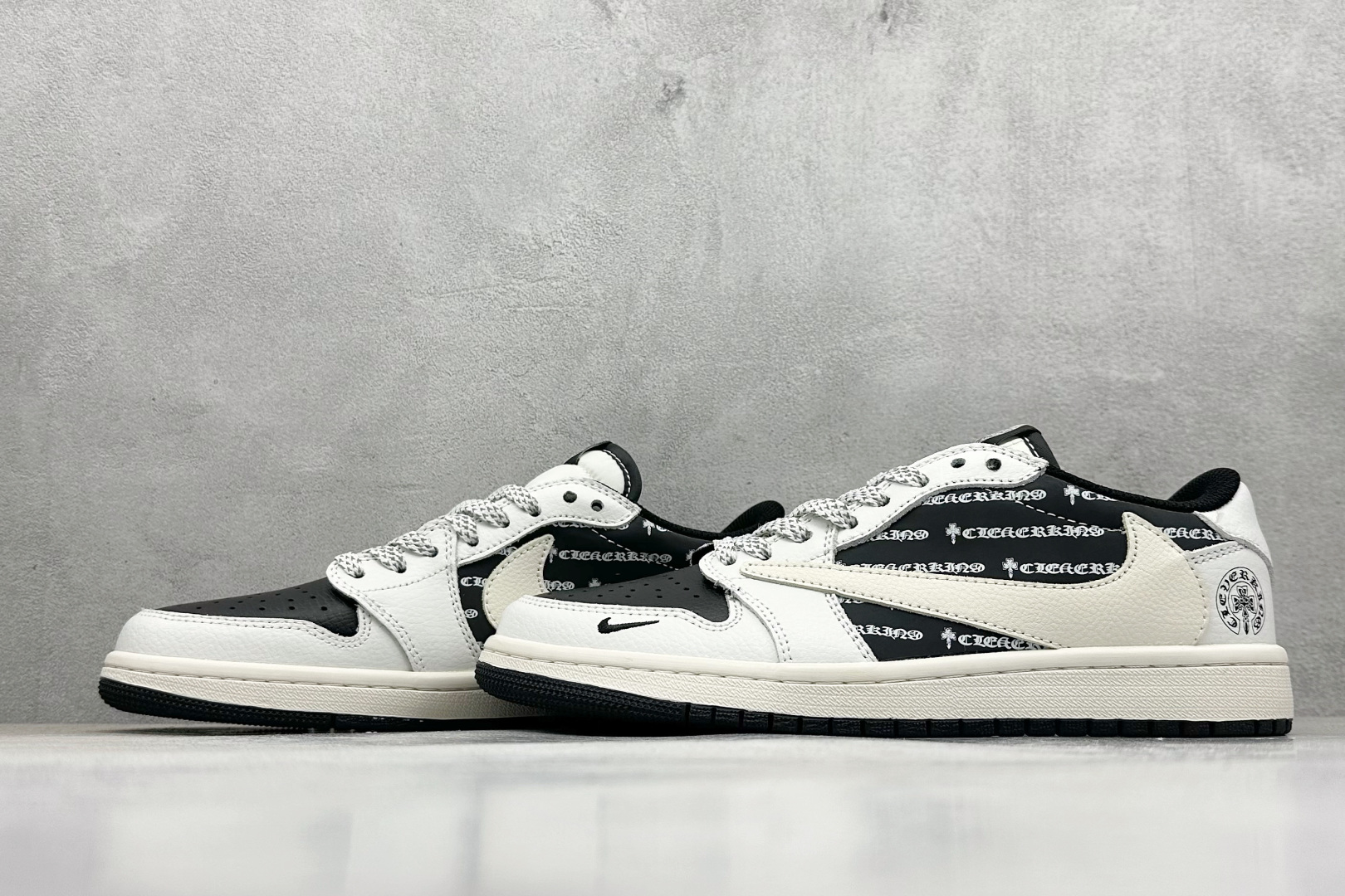 280 XC版Travis Scott x Fragment Design x Air Jordan 1 Low SP AJ1 乔1 克罗心联名 黑白字母 低帮文化休闲板鞋  DZ5899-010
