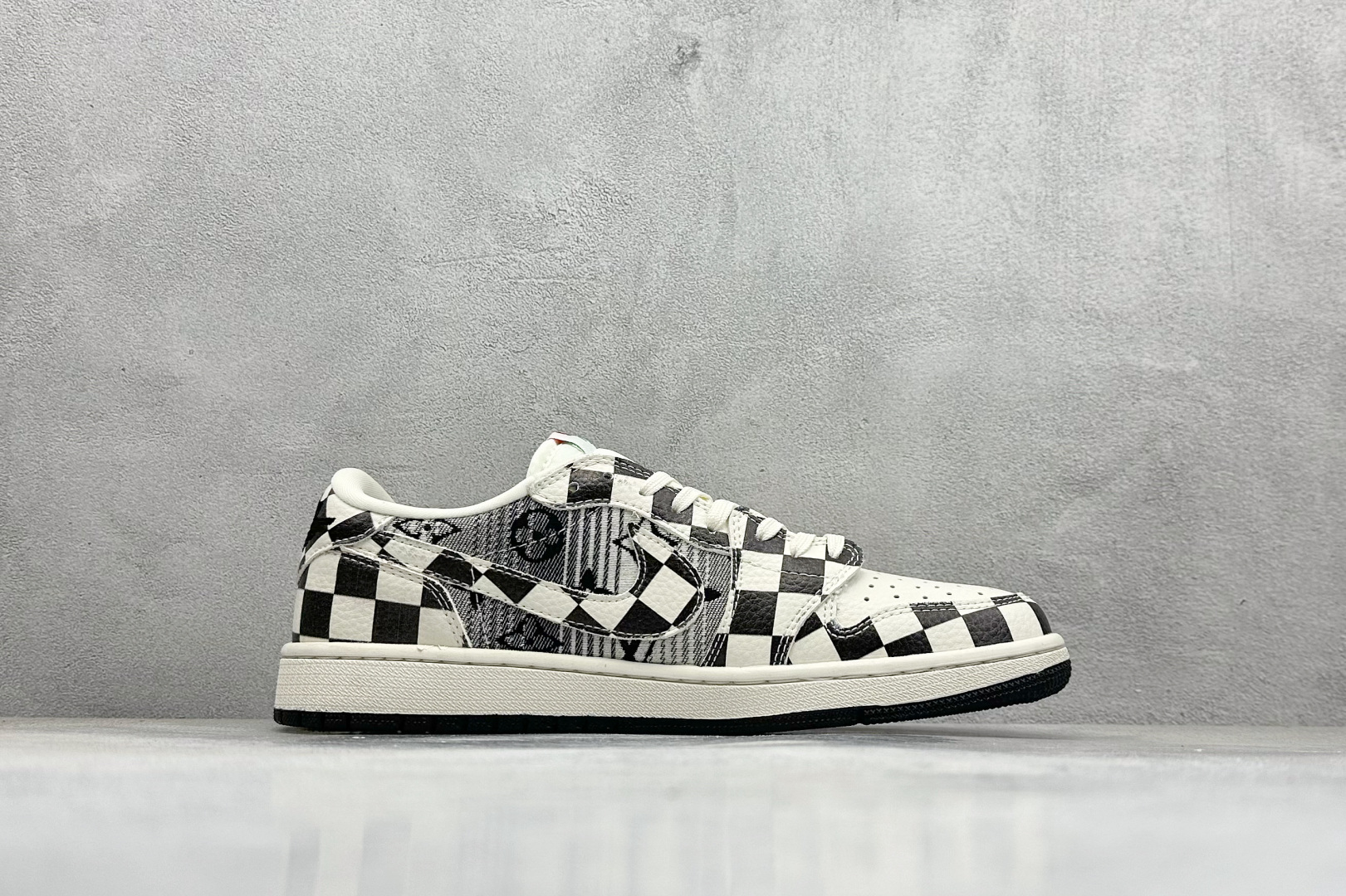 280 SC版Travis Scott x Fragment Design x Air Jordan 1 Low SP AJ1 乔1 LV联名 黑白格牛仔 低帮文化休闲板鞋  LD2028-043