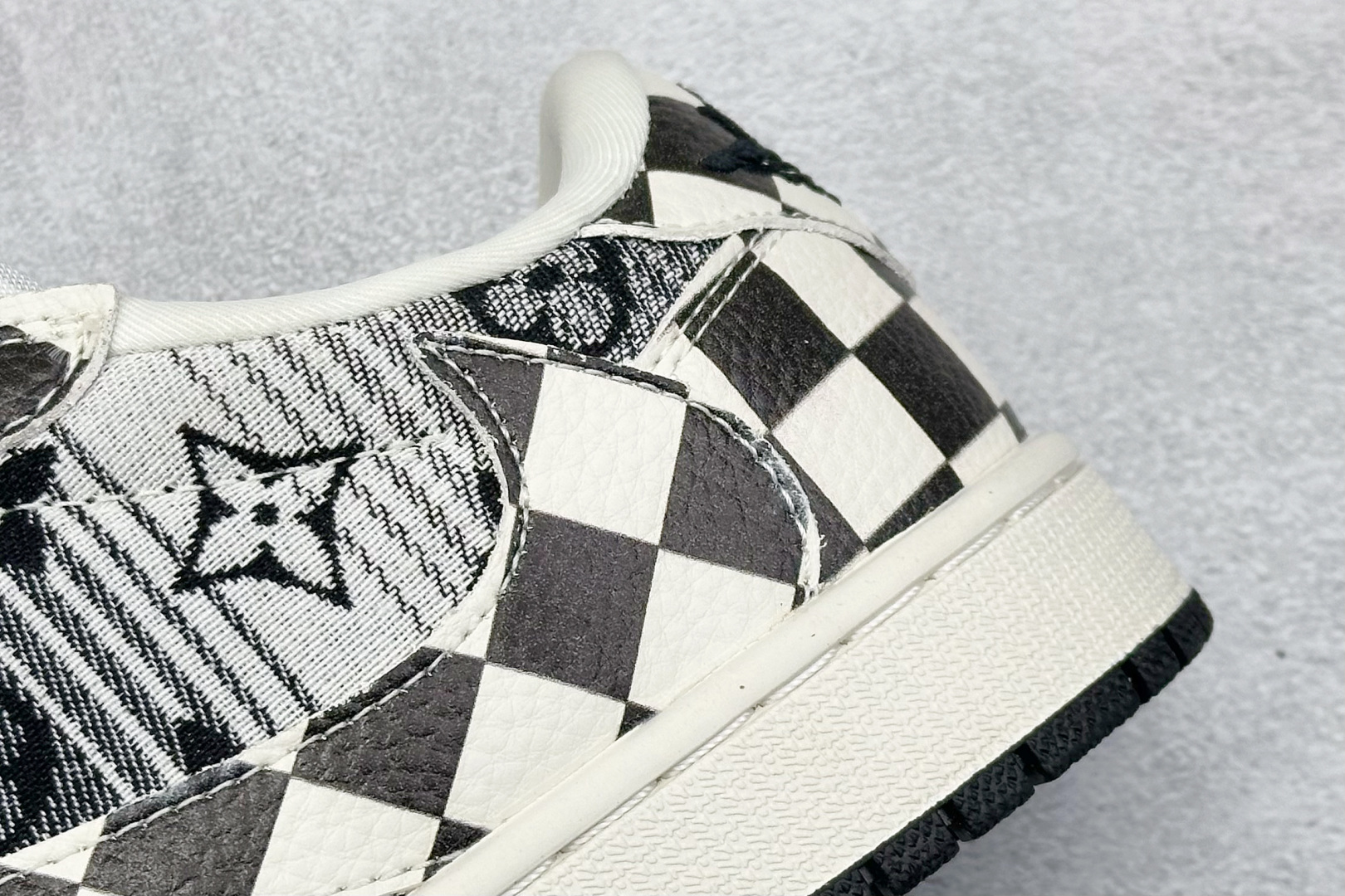 280 SC版Travis Scott x Fragment Design x Air Jordan 1 Low SP AJ1 乔1 LV联名 黑白格牛仔 低帮文化休闲板鞋  LD2028-043