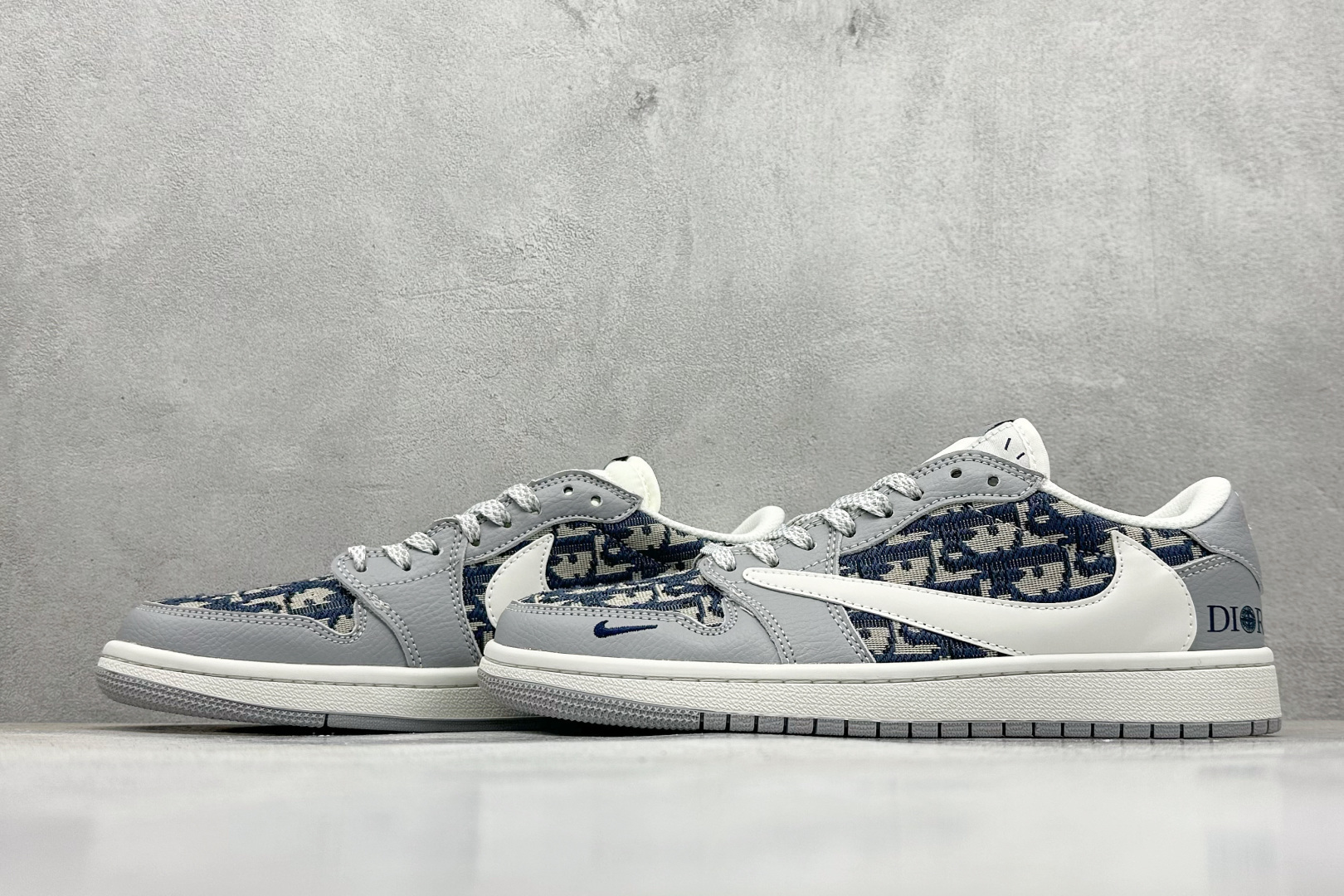 XC版Travis Scott x Fragment Design x Air Jordan 1 Low SP AJ1 乔1 迪奥联名 经典灰花纹 低帮文化休闲板鞋 DZ5899-004