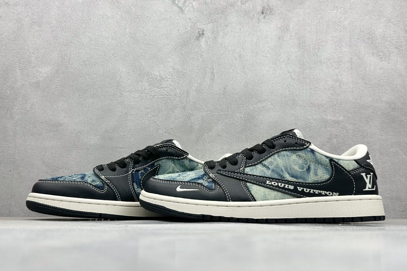SC版Travis Scott x Fragment Design x Air Jordan 1 Low SP AJ1 乔1 LV联名 复古牛仔 低帮文化休闲板鞋 LD2028-045