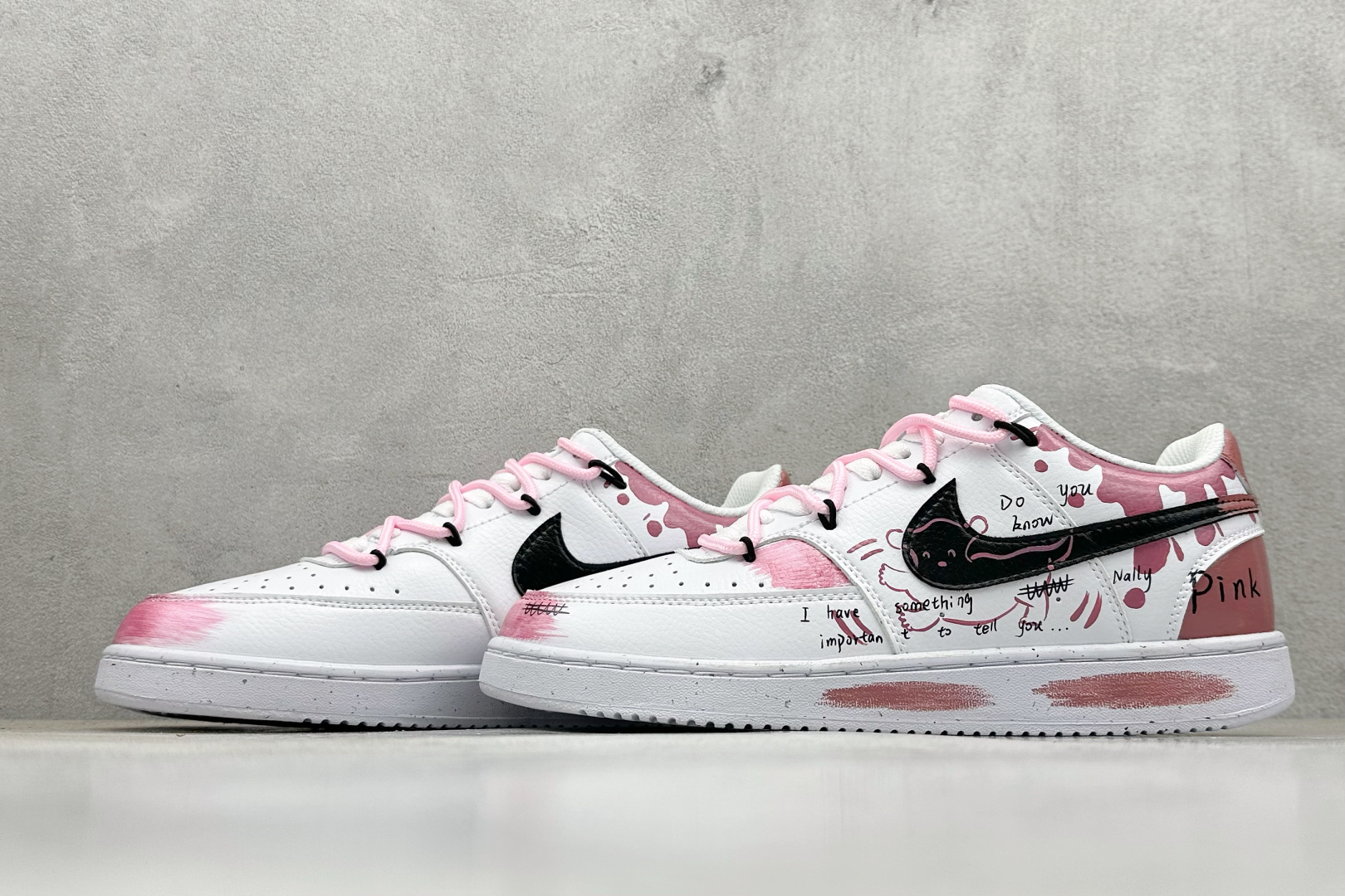 Nike Court Vision Low 定制涂鸦绑带 校园风低帮复古篮球板鞋 DH3158-101