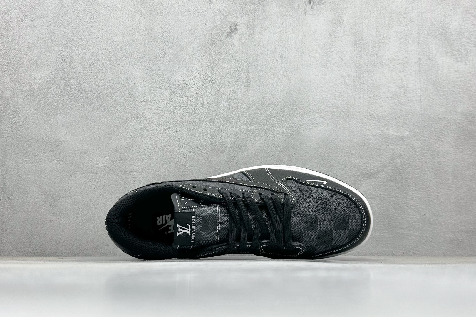 XC版Travis Scott x Fragment Design x Air Jordan 1 Low SP AJ1 乔1 LV联名 黑方格荔纹 低帮文化休闲板鞋 DZ5899-008