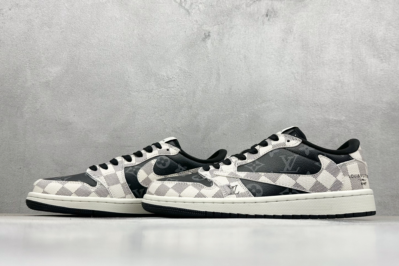 SC版Travis Scott x Fragment Design x Air Jordan 1 Low SP AJ1 乔1 LV联名 格纹雾灰 低帮文化休闲板鞋 SC0601-050