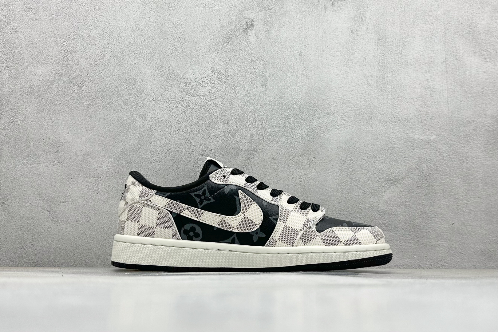 SC版Travis Scott x Fragment Design x Air Jordan 1 Low SP AJ1 乔1 LV联名 格纹雾灰 低帮文化休闲板鞋 SC0601-050