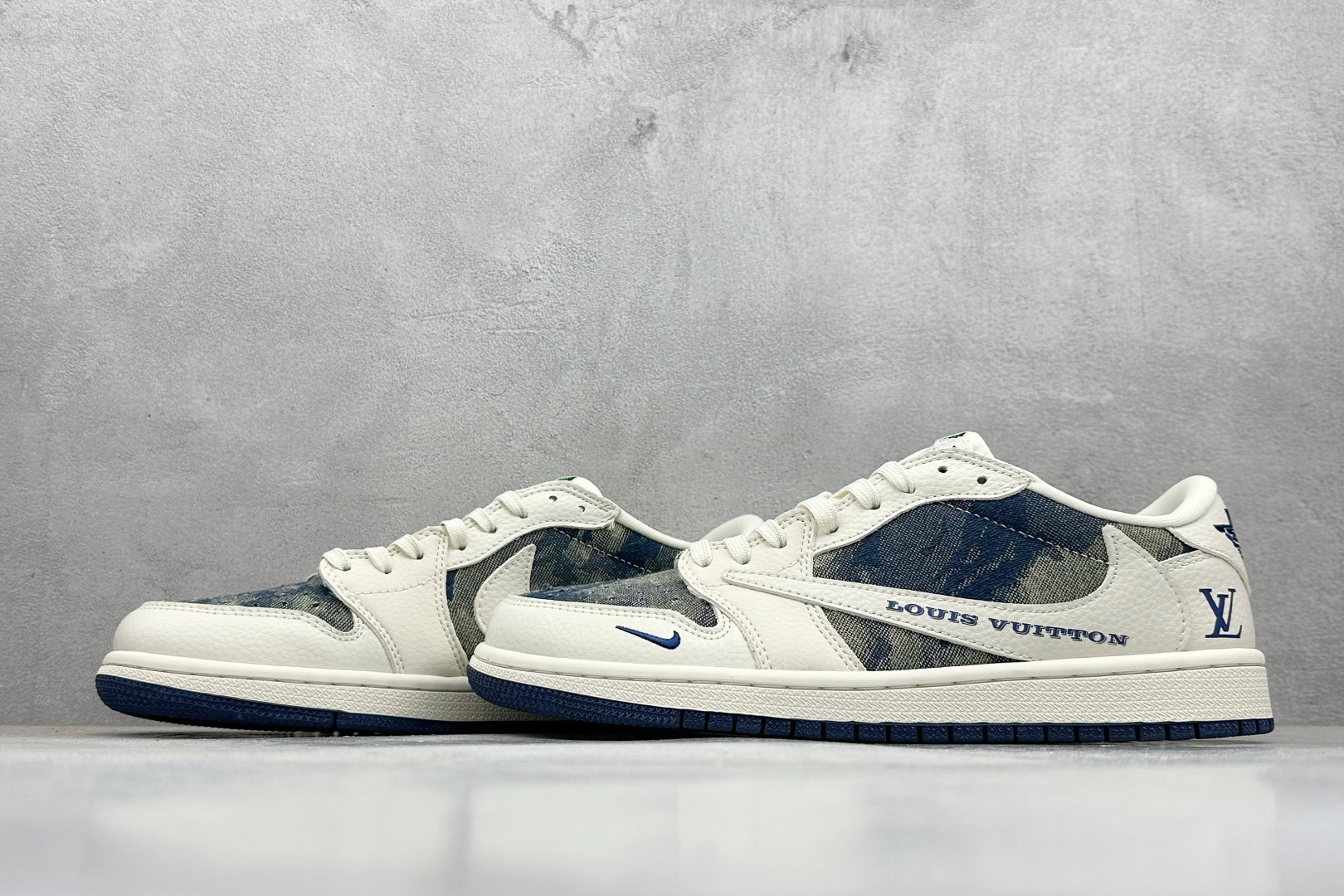 SC版Travis Scott x Fragment Design x Air Jordan 1 Low SP AJ1 乔1 LV联名 白青牛仔 低帮文化休闲板鞋 LD2028-044