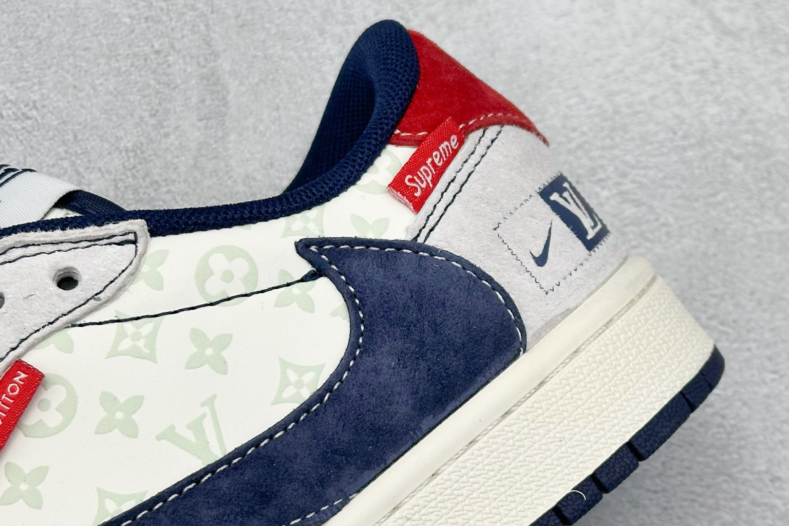 XC版Travis Scott x Fragment Design x Air Jordan 1 Low SP AJ1 乔1 LV联名 猪八蓝勾织标 低帮文化休闲板鞋 CX5050-Y15