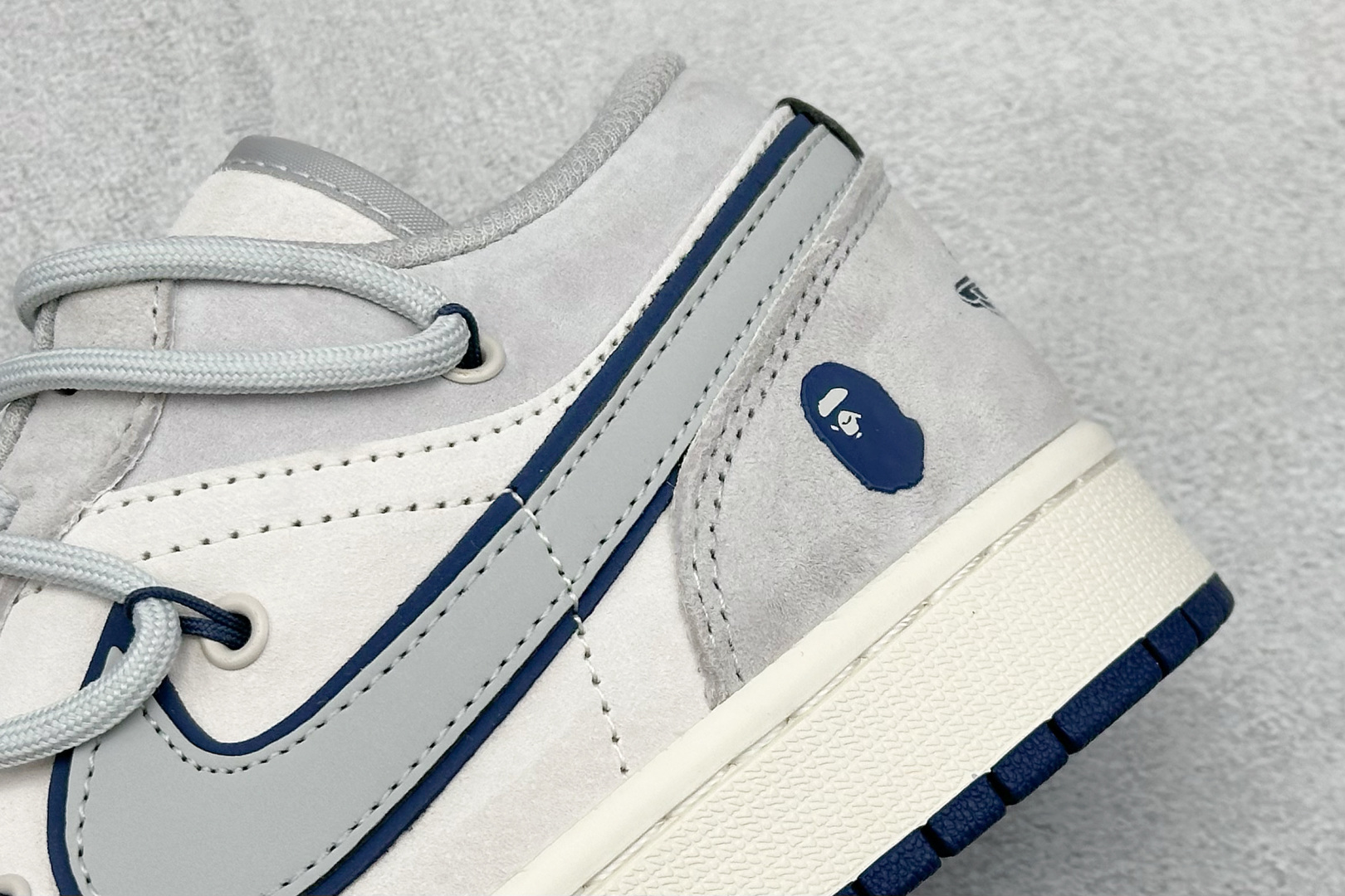 福利特价 Air Jordan 1 Low AJ1 乔1 Bape联名-灰蓝抽绳 高端定制 低帮复古篮球