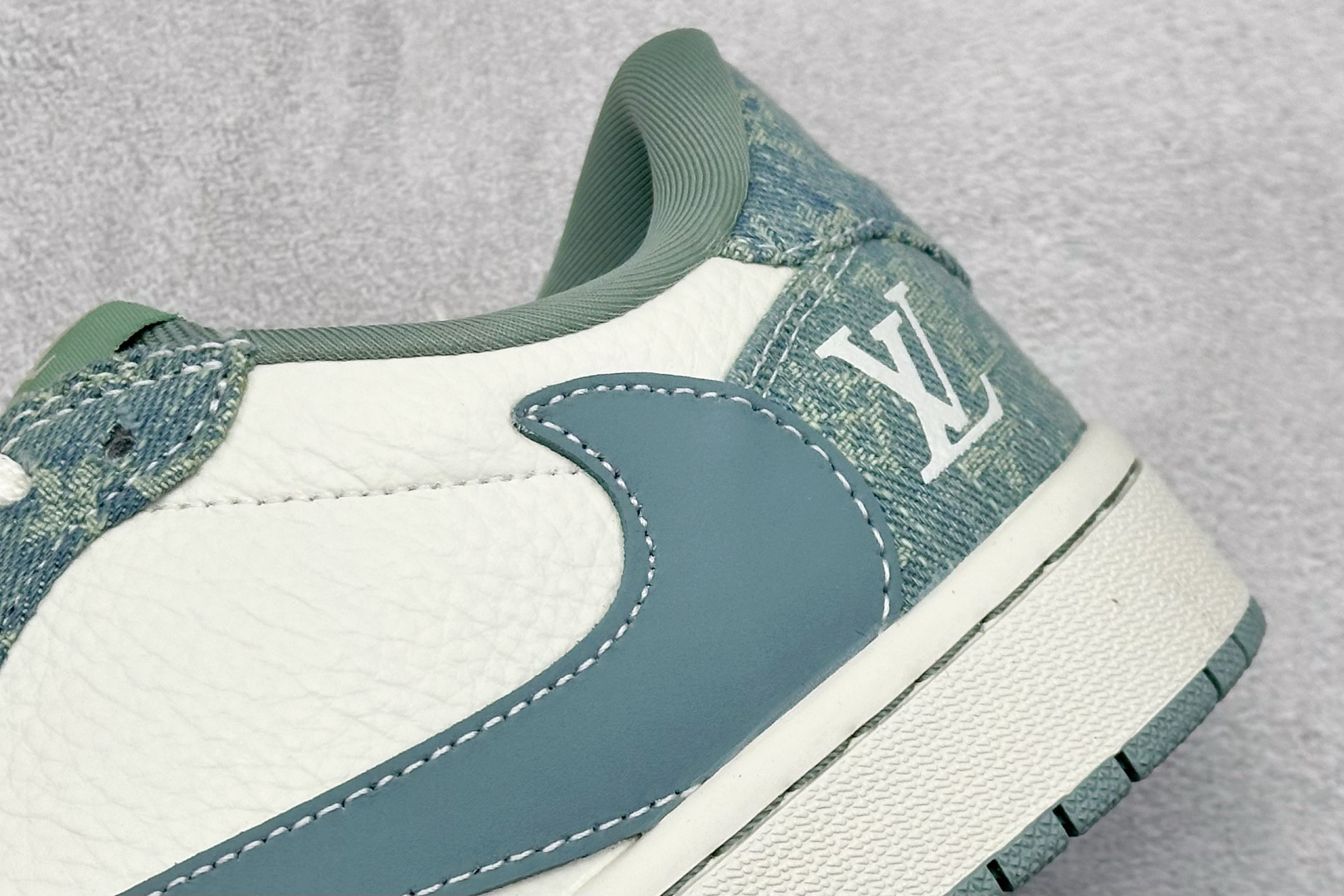 SC版Travis Scott x Fragment Design x Air Jordan 1 Low SP AJ1 乔1 LV联名 青色牛仔 低帮文化休闲板鞋 SC0601-057