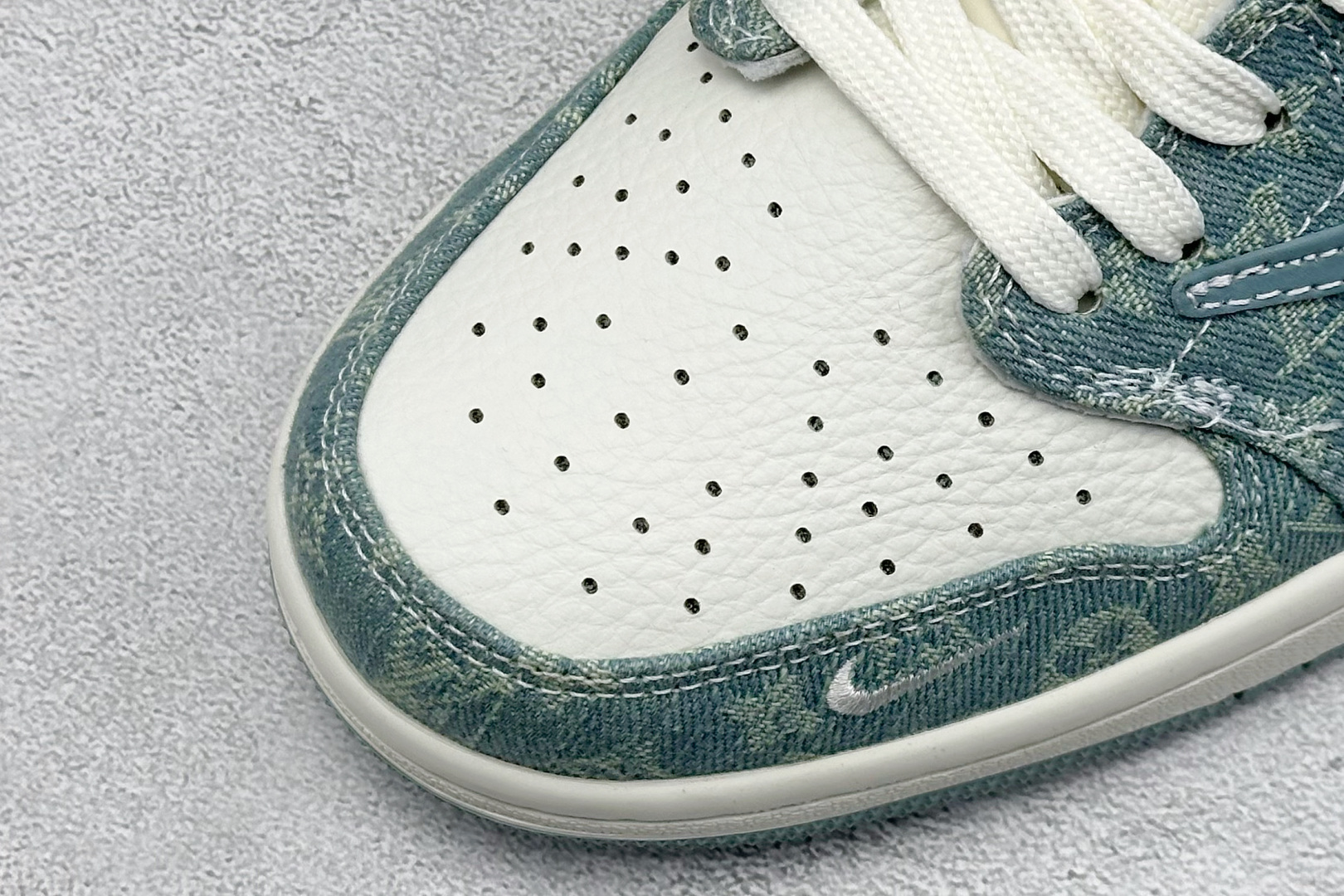 SC版Travis Scott x Fragment Design x Air Jordan 1 Low SP AJ1 乔1 LV联名 青色牛仔 低帮文化休闲板鞋 SC0601-057