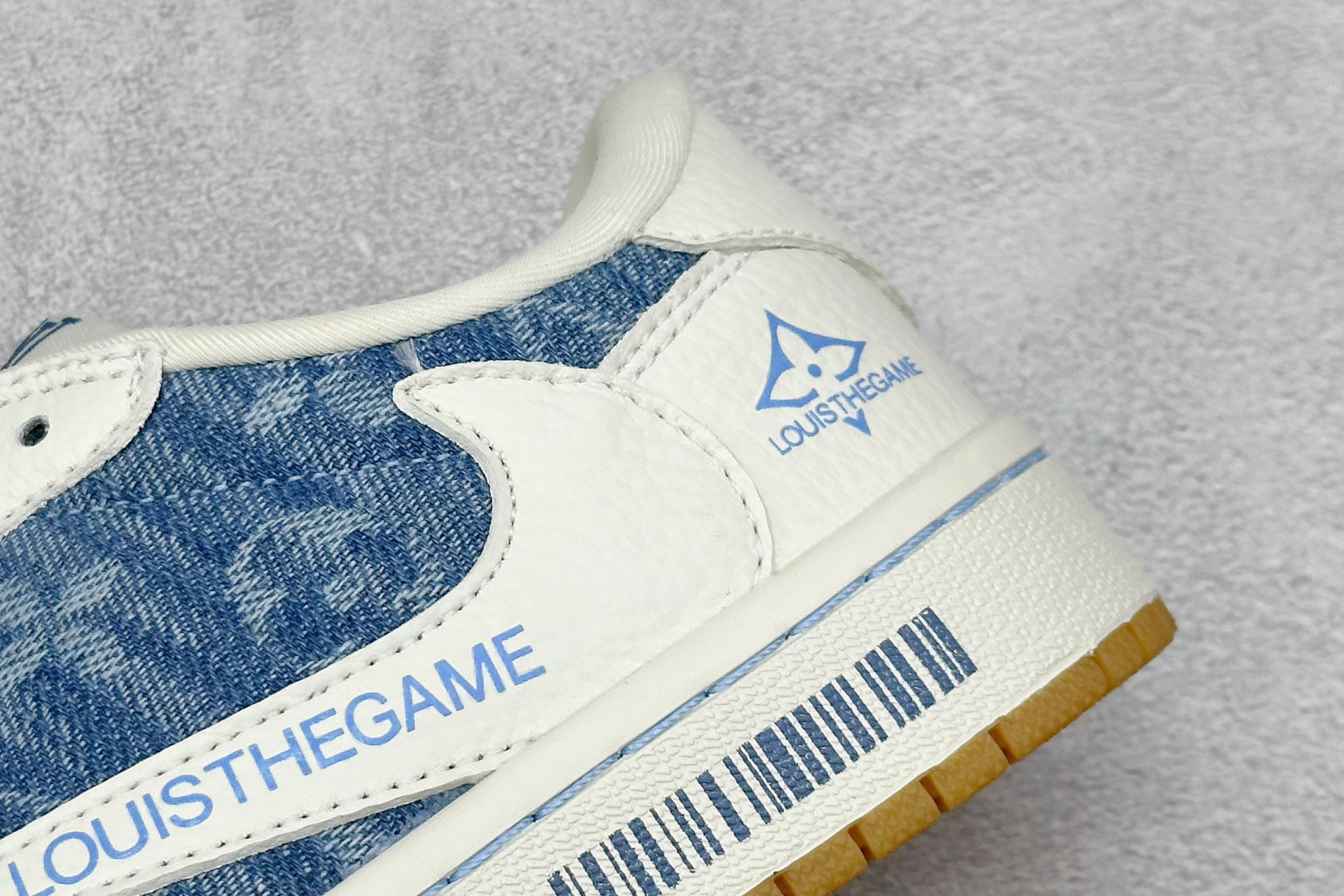 SC版Travis Scott x Fragment Design x Air Jordan 1 Low SP AJ1 乔1 LV联名 白蓝牛仔 低帮文化休闲板鞋 SC0601-053