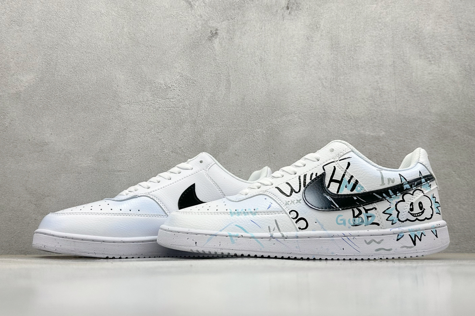 Nike Court Vision Low 定制涂鸦绑带 校园风低帮复古篮球板鞋 DH2987-101