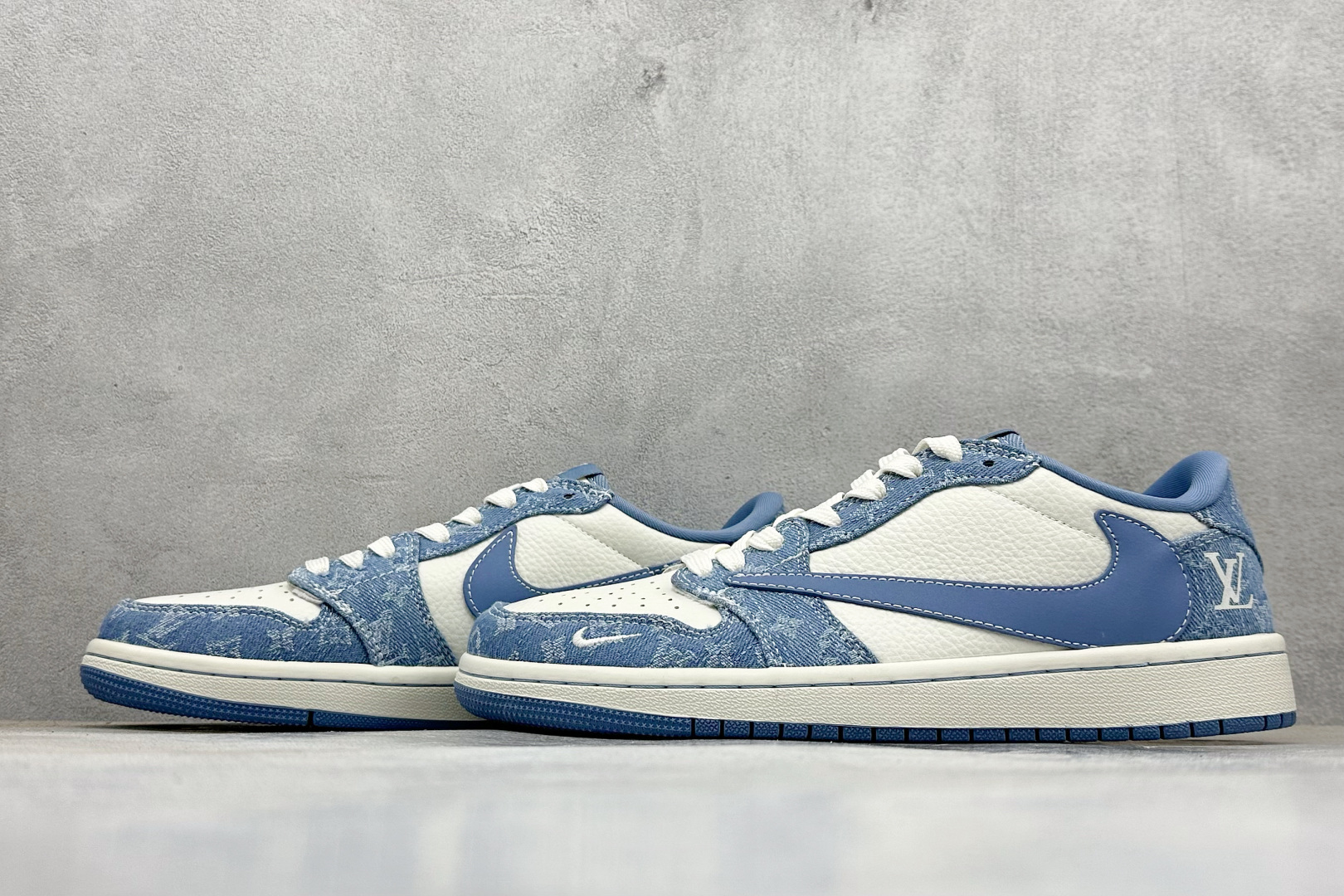 SC版Travis Scott x Fragment Design x Air Jordan 1 Low SP AJ1 乔1 LV联名 天空蓝牛仔 低帮文化休闲板鞋 SC0601-056
