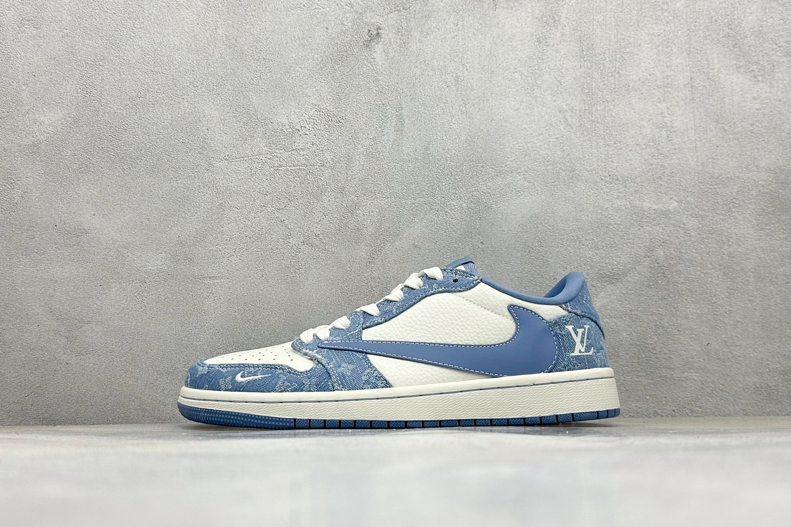 SC版Travis Scott x Fragment Design x Air Jordan 1 Low SP AJ1 乔1 LV联名 天空蓝牛仔 低帮文化休闲板鞋 SC0601-056