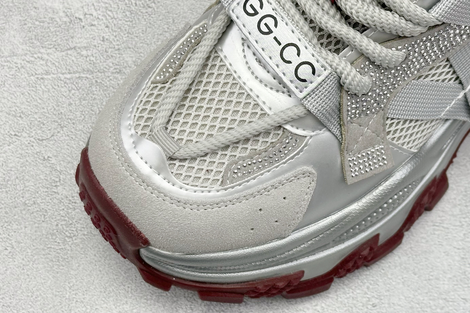 220 GG-CC Chunky Low安哥拉红镶钻休闲运动厚底增高老爹鞋