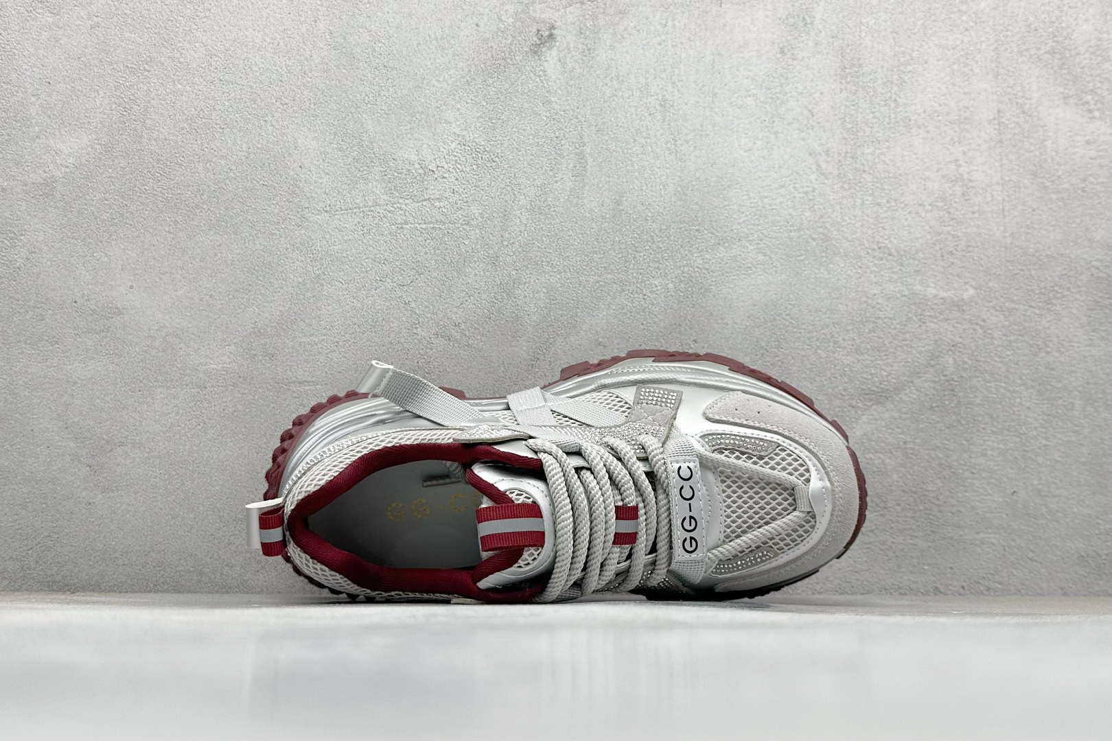 220 GG-CC Chunky Low安哥拉红镶钻休闲运动厚底增高老爹鞋