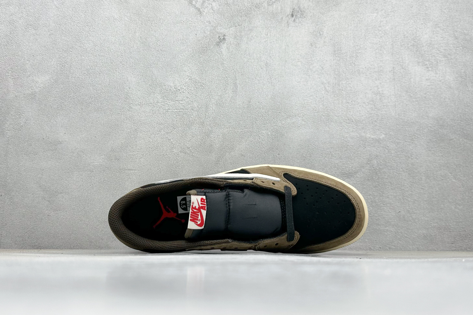 新F版Fragment x TS x Air Jordan 1 Low 三方联名低帮倒勾板鞋黑棕 CQ4277-001