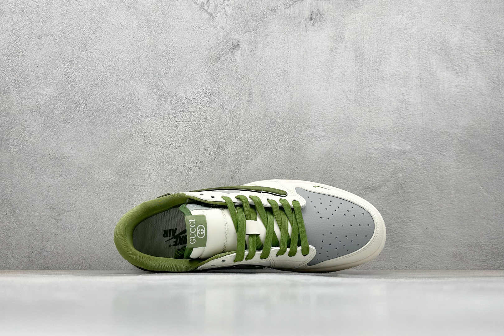 280 Travis Scott x Fragment Design x Air Jordan 1 Low SP AJ1 乔1 古驰联名 米白灰绿印花 低帮文化休闲板鞋 XD0798-307