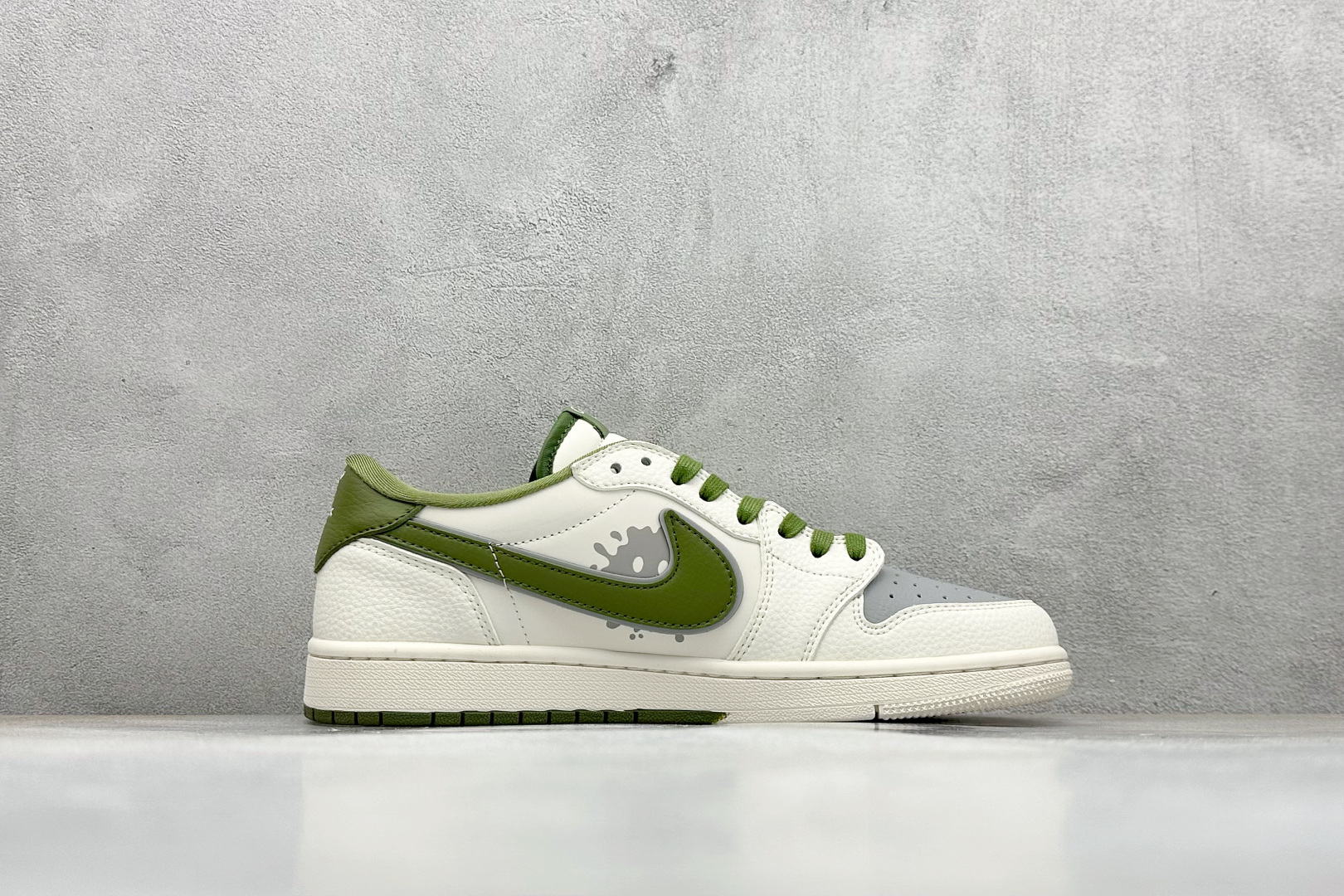 280 Travis Scott x Fragment Design x Air Jordan 1 Low SP AJ1 乔1 古驰联名 米白灰绿印花 低帮文化休闲板鞋 XD0798-307