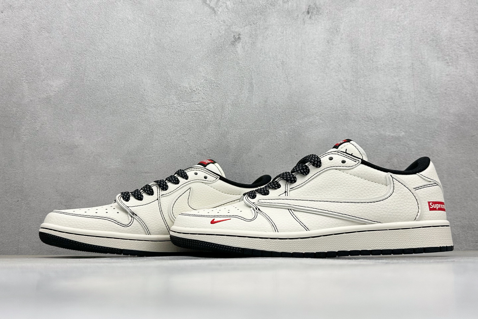 280 Travis Scott x Fragment Design x Air Jordan 1 Low SP AJ1 乔1联名 米黑线小红勾 低帮文化休闲板鞋 HH7518-089