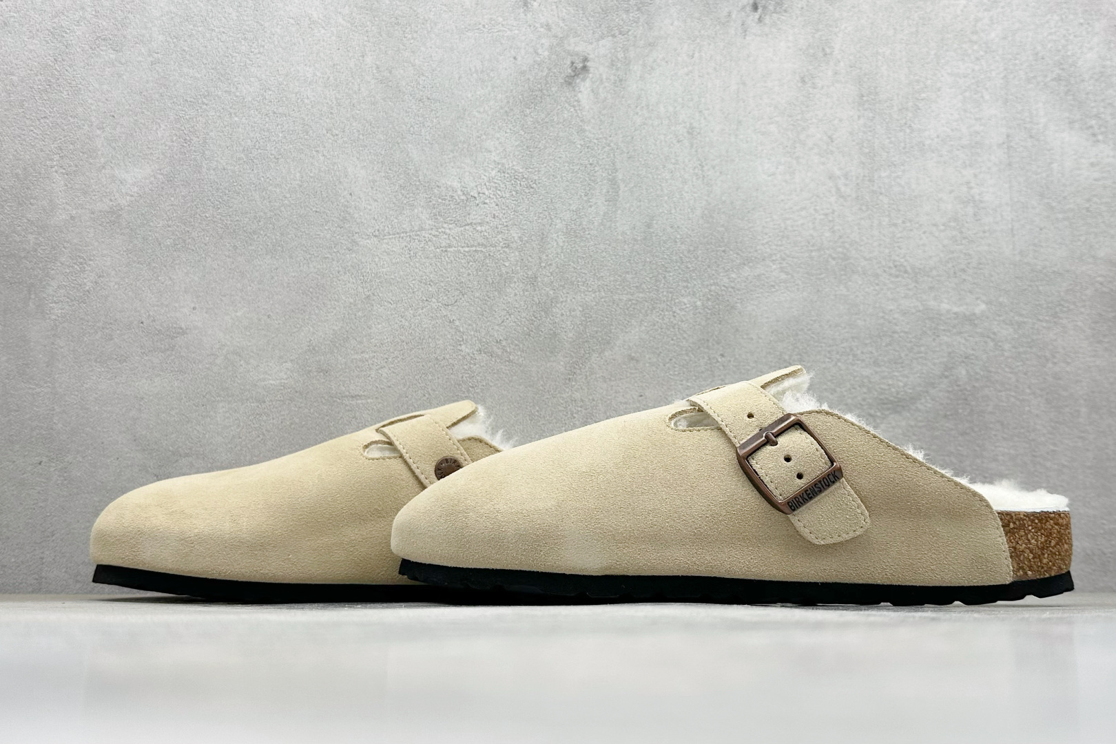 220 BK版Birkenstock 博肯包头半拖毛绒系列 栗色反绒毛里 0129423