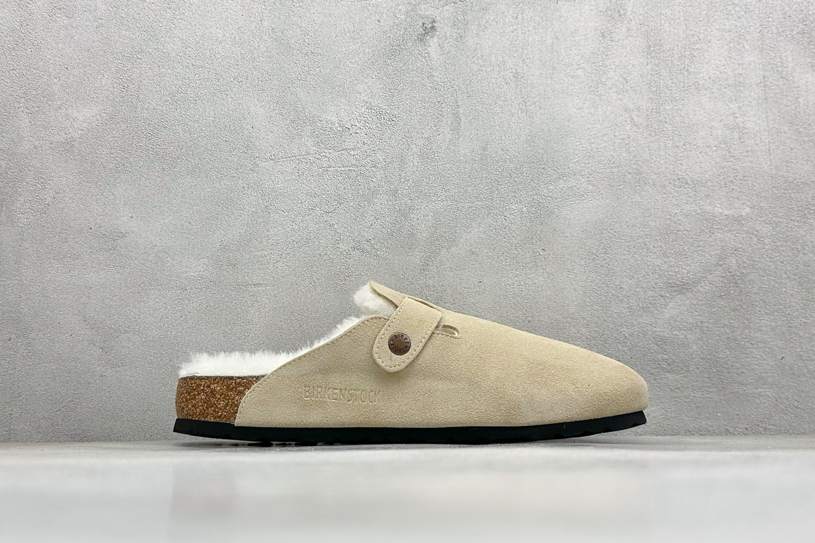 220 BK版Birkenstock 博肯包头半拖毛绒系列 栗色反绒毛里 0129423