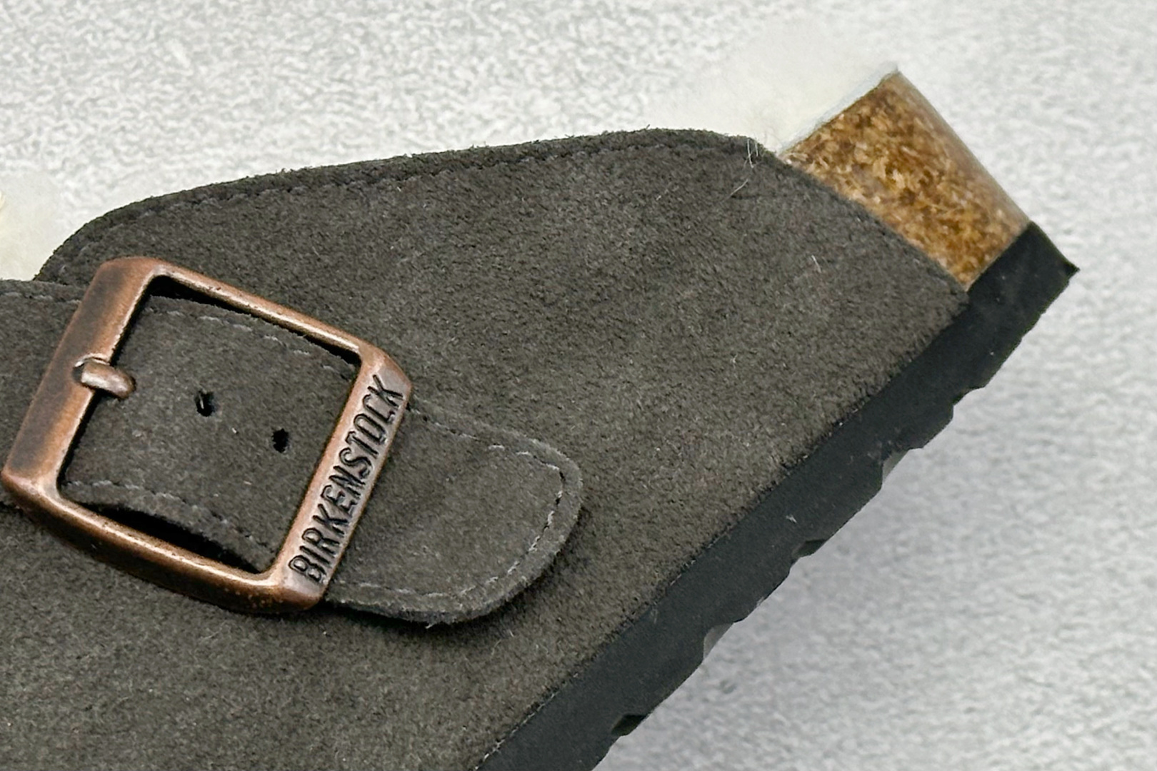 220 BK版Birkenstock 博肯包头半拖毛绒系列 灰色毛里 0129423