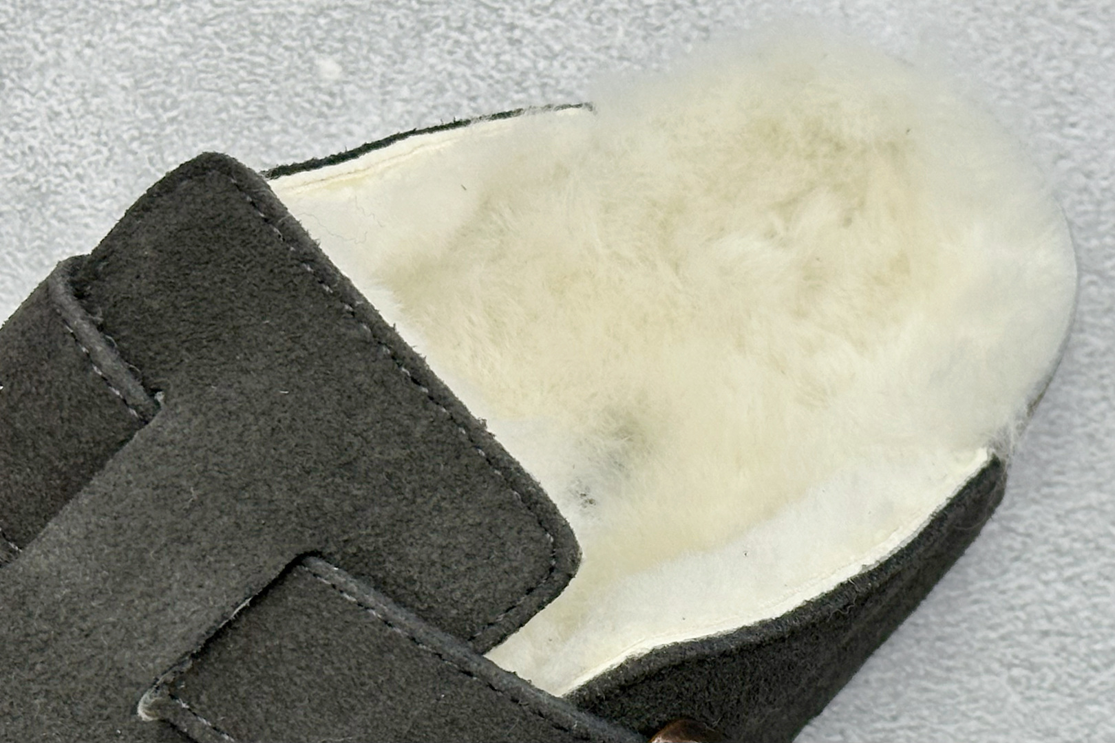 220 BK版Birkenstock 博肯包头半拖毛绒系列 灰色毛里 0129423