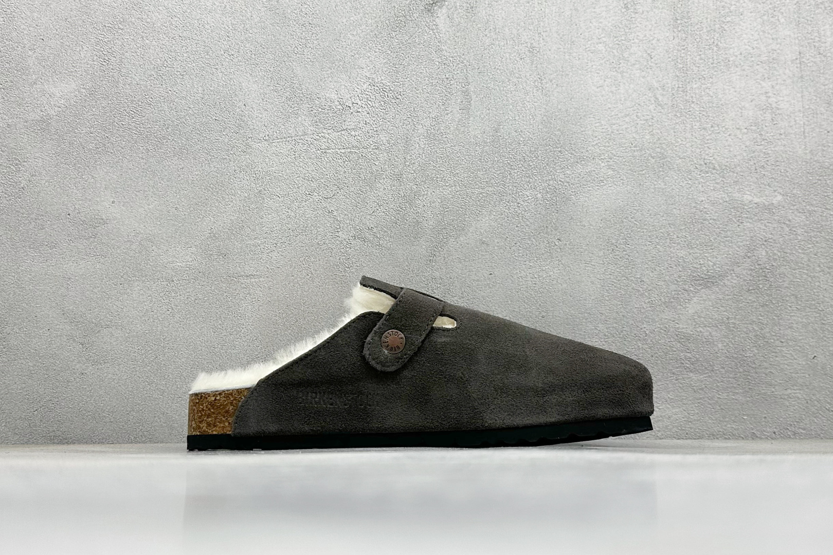 220 BK版Birkenstock 博肯包头半拖毛绒系列 灰色毛里 0129423